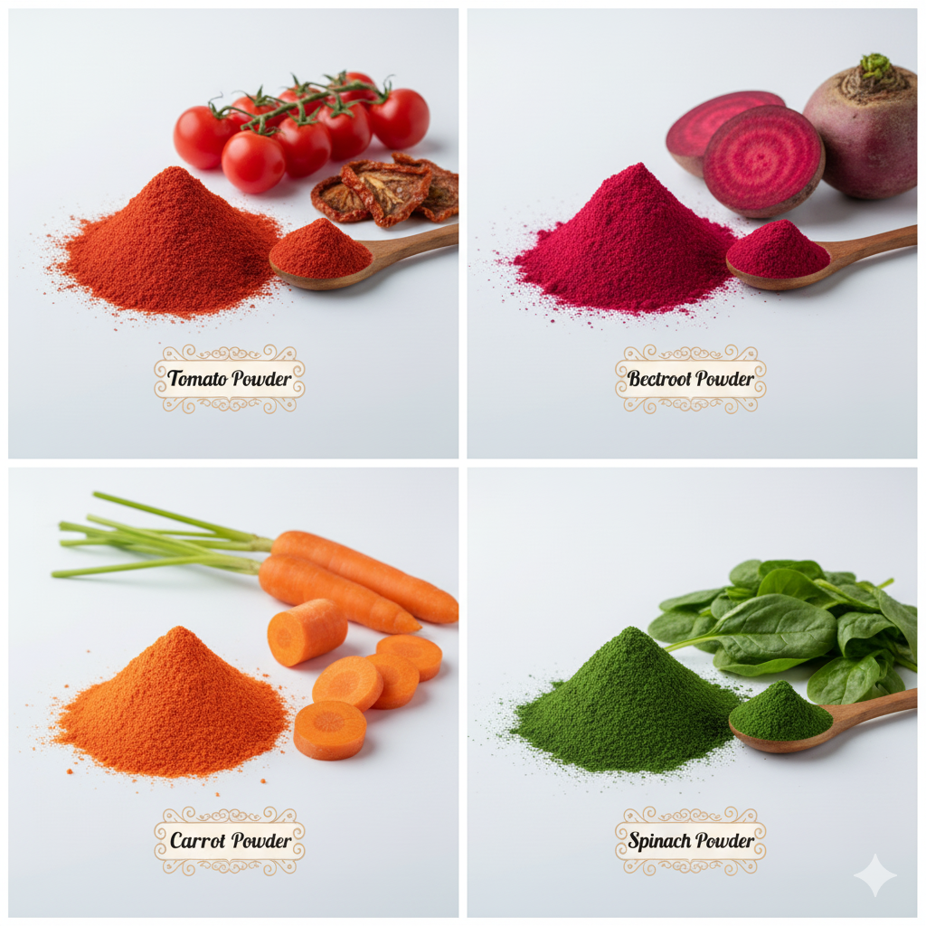 Dehydrated Vegetable Powders (Tomato / Beetroot / Carrot / Spinach)